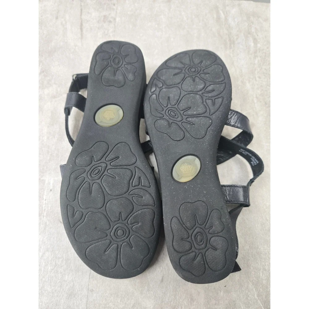 Born Strappy Low Wedge Sandals 11 Black Leather Slingback Comfort Summer Walking